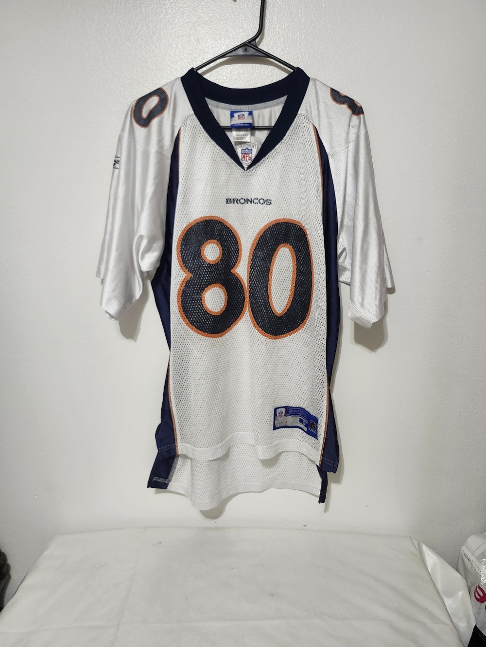 Denver Broncos #80 Football Jersey - White & Navy with Orange Trim